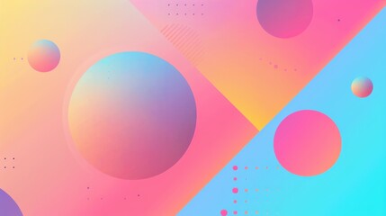 An abstract composition with colorful gradients, spheres, and geometric shapes in a vibrant and dreamy atmosphere.