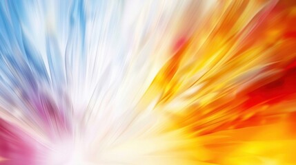 An abstract digital artwork featuring a dynamic burst of vibrant colors including blue, white, yellow, and red.