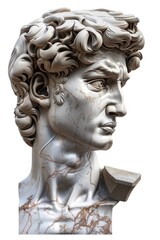 Obraz premium A detailed sculpture of a man with curly hair and facial features