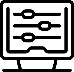 Simple icon of a computer monitor displaying an audio equalizer interface