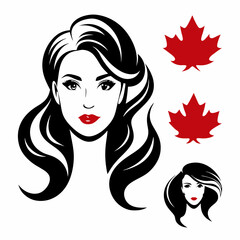 Canadian Beauty Profile with Black Logo on White Background art vector illustration