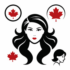 Canadian Beauty Profile with Black Logo on White Background art vector illustration