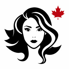 Canadian Beauty Profile with Black Logo on White Background art vector illustration