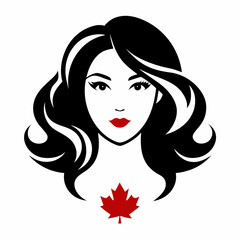 Canadian Beauty Profile with Black Logo on White Background art vector illustration