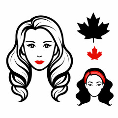 Canadian Beauty Profile with Black Logo on White Background art vector illustration