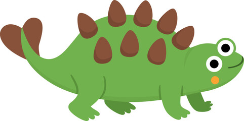 Vector ankylosaur icon. Cute dinosaur illustration for kids. Funny dino clipart for children isolated on white background. Cartoon prehistoric animal picture