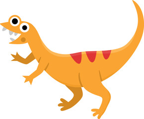 Vector compsognathus icon. Cute dinosaur illustration for kids. Funny dino clipart for children isolated on white background. Cartoon prehistoric animal picture