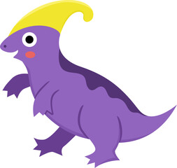 Vector parasaurolophus icon. Cute dinosaur illustration for kids. Funny dino clipart for children isolated on white background. Cartoon prehistoric animal picture