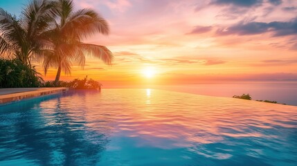 swimming pool sunset background