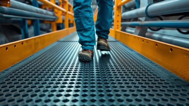 In a sizable industrial facility, construction engineers and builders install a perforated tray metal wireway cable duct rail. manufacturer of metal sheets
