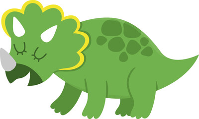 Vector triceratops icon. Cute dinosaur illustration for kids. Funny dino clipart for children isolated on white background. Cartoon prehistoric animal picture © Lexi Claus