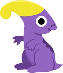 Vector baby parasaurolophus icon. Cute little dinosaur illustration for kids. Funny dino kid clipart for children isolated on white background. Cartoon prehistoric animal picture