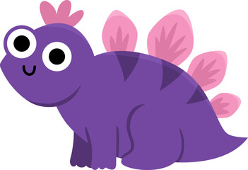 Vector baby stegosaurus icon. Cute little dinosaur illustration for kids. Funny dino kid clipart for children isolated on white background. Cartoon prehistoric animal