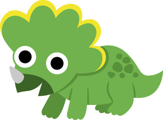 Vector baby triceratops icon. Cute little dinosaur illustration for kids. Funny dino kid clipart for children isolated on white background. Cartoon prehistoric animal picture © Lexi Claus