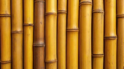 Fototapeta premium Textured bamboo stalks arranged closely in natural setting