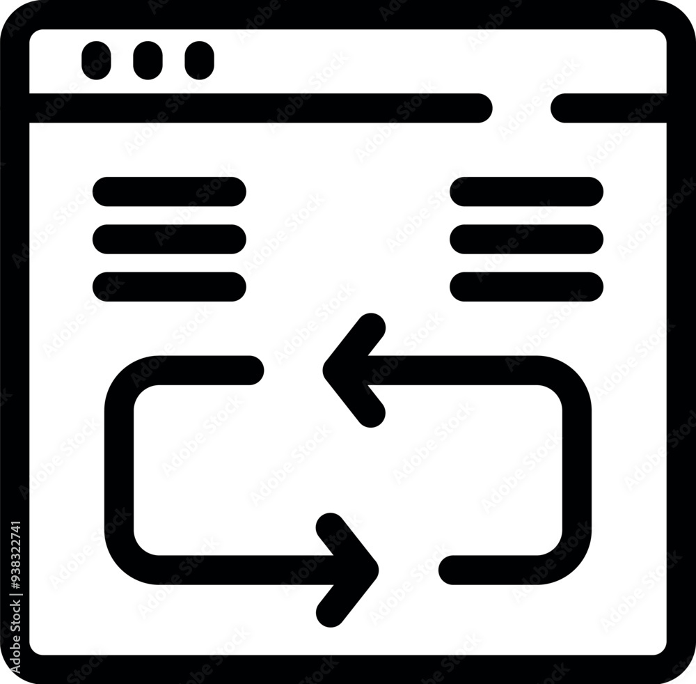 Poster two arrows going in a circle are representing a data synchronization process inside a web browser