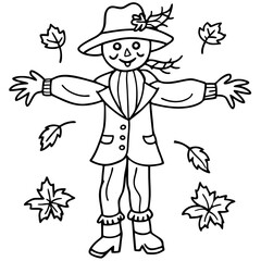 Autumn Scarecrow Coloring Page