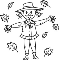 Autumn Scarecrow Coloring Page