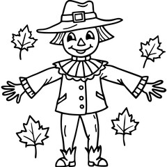 Autumn Scarecrow Coloring Page