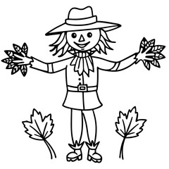 Autumn Scarecrow Coloring Page