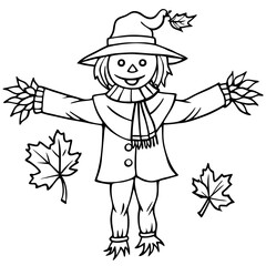 Autumn Scarecrow Coloring Page