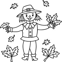 Autumn Scarecrow Coloring Page
