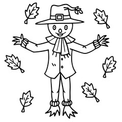Autumn Scarecrow Coloring Page