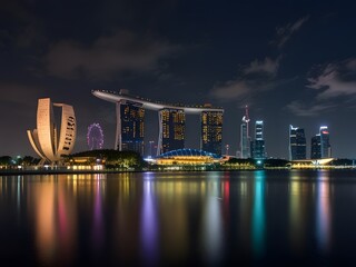 city skyline at night