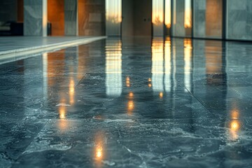 Obraz premium a shiny floor with light reflecting on the floor.