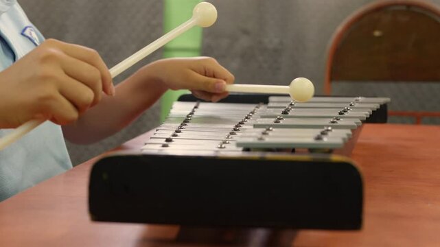 Interpretando Xilofono en colegio en manos de una ni&ntilde;a