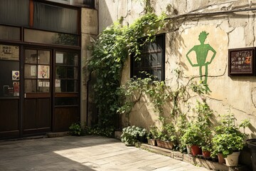 Fototapeta premium Green Man Urban Oasis Paganism Religion Spiritual Symbol