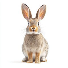 one hare on white background, isolate