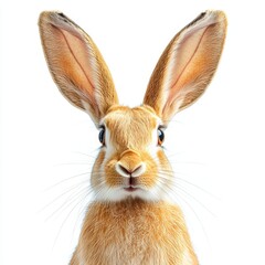 Fototapeta premium one rabbit with long ears on white background, bunny