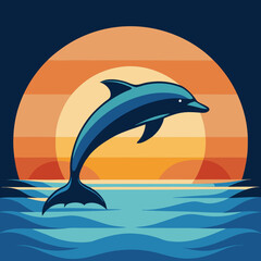Playful Dolphins Leaping Over Waves with a Sunny Coastal Vibe art vector illustration