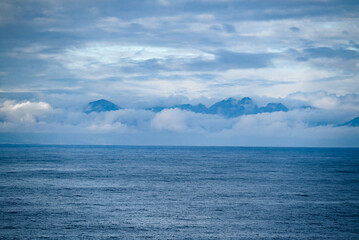 Nature views of Alaska coastline and Alaskan glaciers