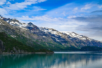 Nature views of Alaska coastline and Alaskan glaciers
