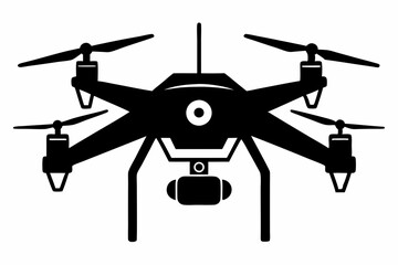 professional drone silhouette vector illustration. black and white professional drone