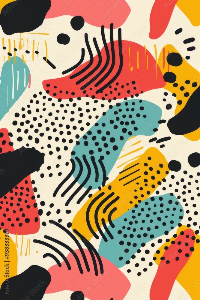 Poster a vibrant and intricate design featuring dots and shapes