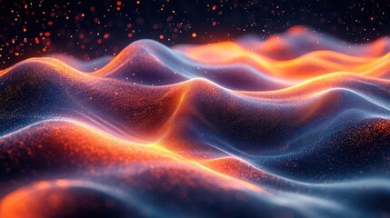 Obraz premium organic data visualization abstract flowing lines forming 3d topographic map bioluminescent colors particle effects futuristic data representation