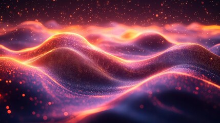 Obraz premium organic data visualization abstract flowing lines forming 3d topographic map bioluminescent colors particle effects futuristic data representation