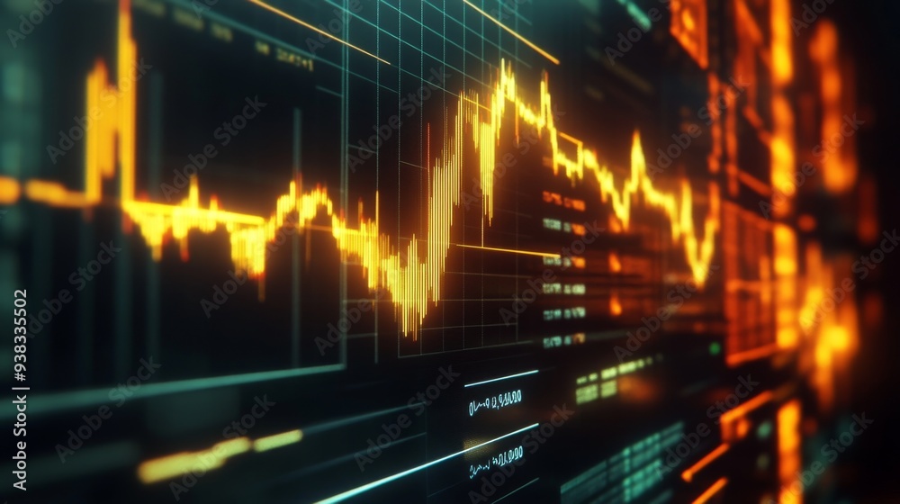 Leinwandbilder close-up of a gold trading chart with highlighted trend lines and price alerts on a high-resolution 