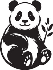 Panda Silhouette Vector Art Illustration