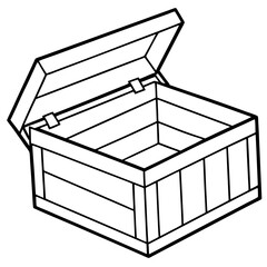 open wooden box vector 