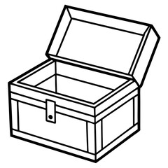 open wooden box line art