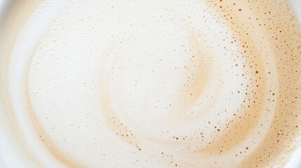 Close-up view of creamy chai latte foam with frothy bubbles, creating a warm, textured background ideal for food and beverage themes