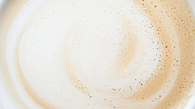 Close-up view of creamy chai latte foam with frothy bubbles, creating a warm, textured background ideal for food and beverage themes