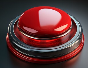 An isolated 3d render of a red button for taking action.