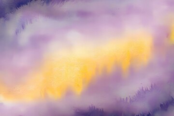 AI generated watercolor smooth gradient background with soft pastel colors like purple and yellow. Paper texture.