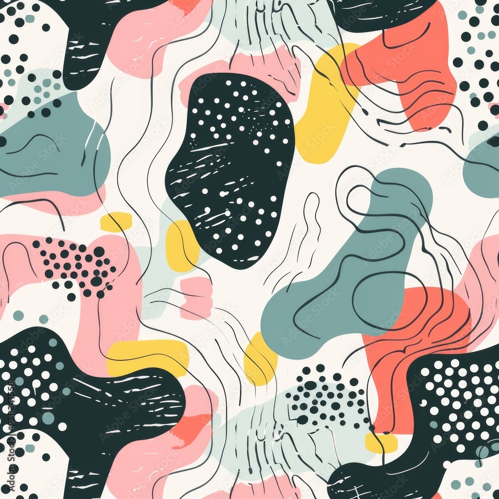 Poster a vibrant abstract design featuring dots and shapes