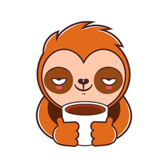 Twitch emote cute sloth vector icon. Funny baby sloth animal series stock illustration. Slow life of fluffy sloth designs.